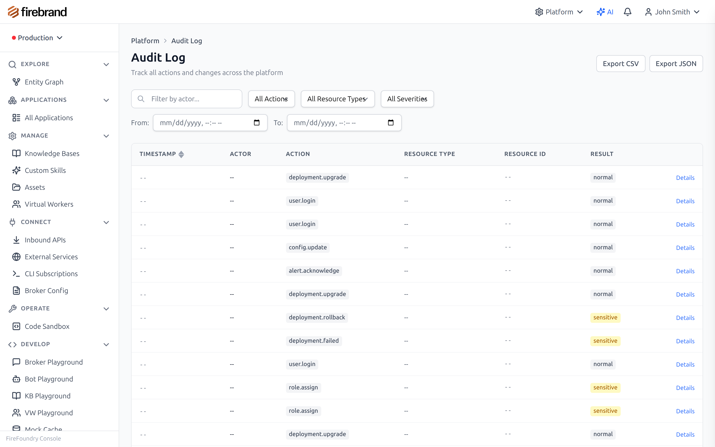 FireFoundry Audit Log